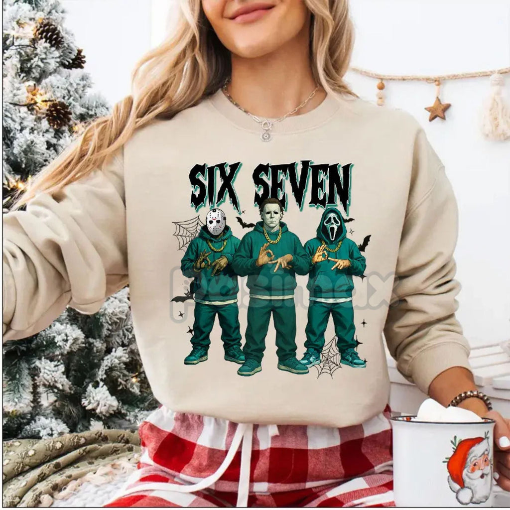 Funny "Six Seven" 67 Halloween Shirt | Slasher Movie Killers Sweatshirt – Horror Fan Gift