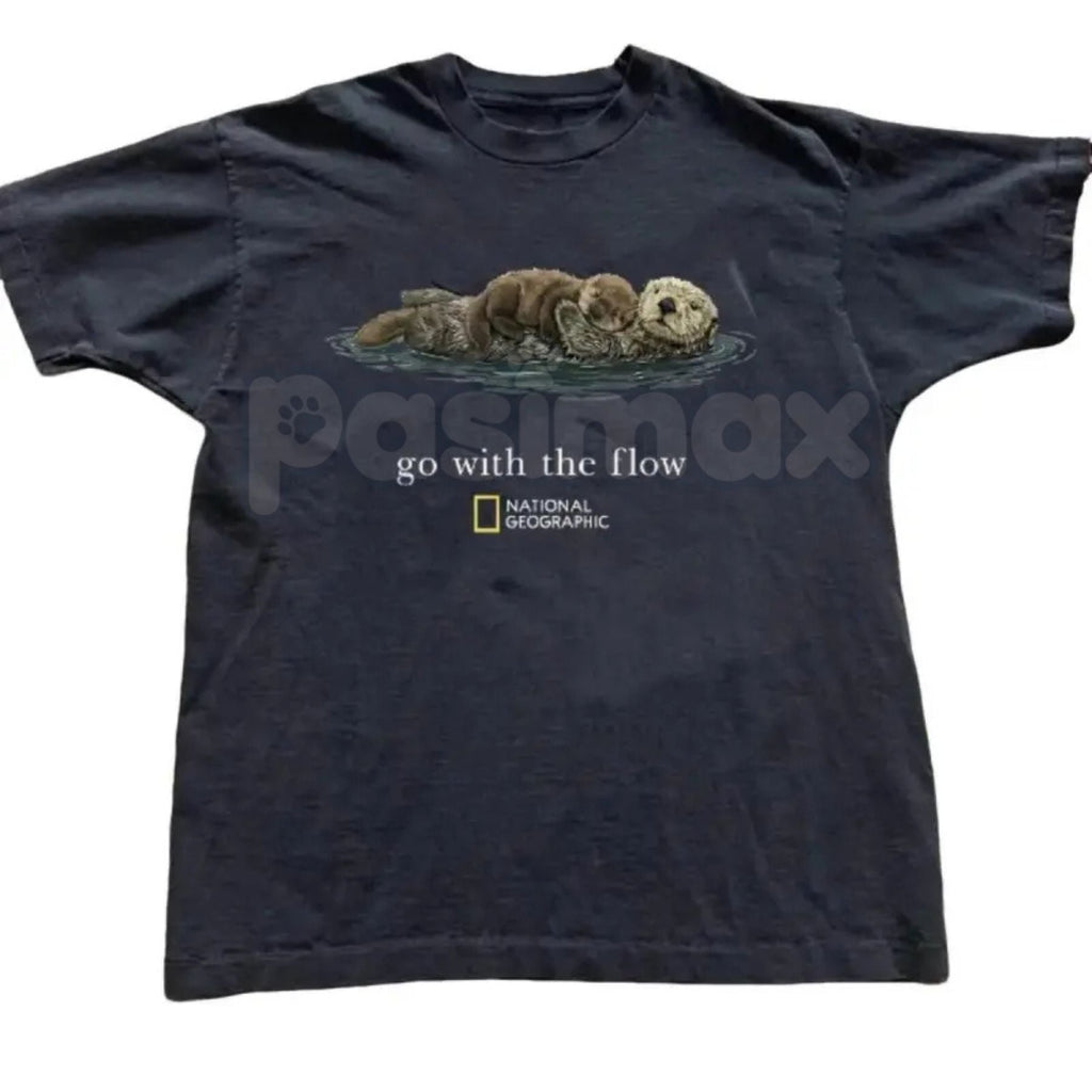 National Geographic "Go with the Flow" T-Shirt - Official Style Nature Exploration Graphic Tee, Premium 100% Cotton Adventure Gift Top, Inspirational Outdoorsy Unisex Shirt, National Geographic Explorer Fan Apparel, Soft Lived-In Earthy Fashion