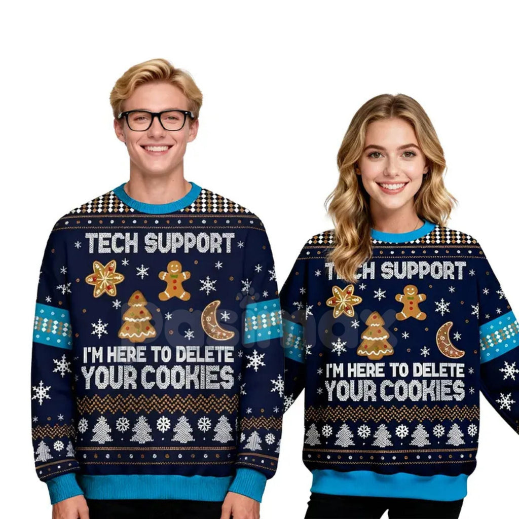 Geeksoutfit Retro Geek Sweater Ugly Christmas Jumper, Crew Neck Long Sleeve Holiday Knitwear for Men & Women