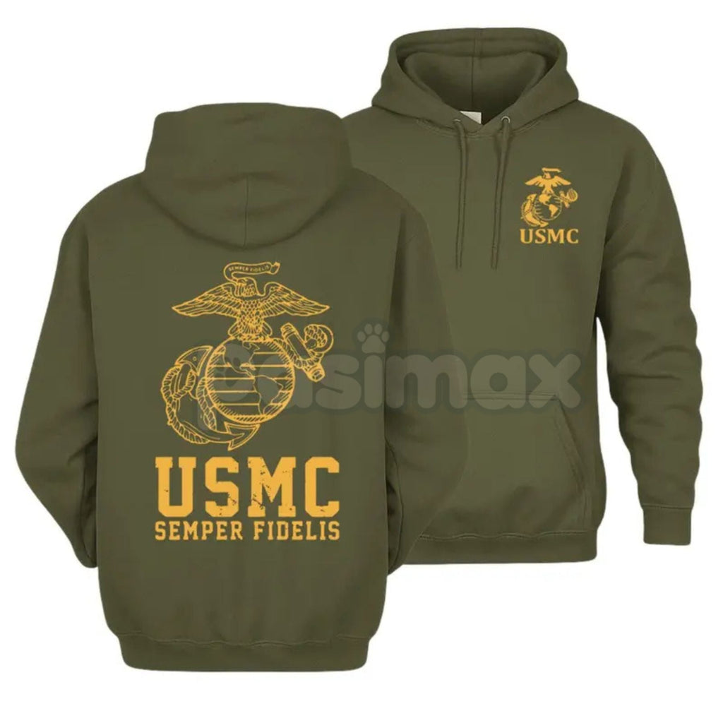 USMC Semper Fidelis Marine Corps Hoodie – Iconic Motto Pullover, Veteran & Active Duty Military Apparel, Unisex