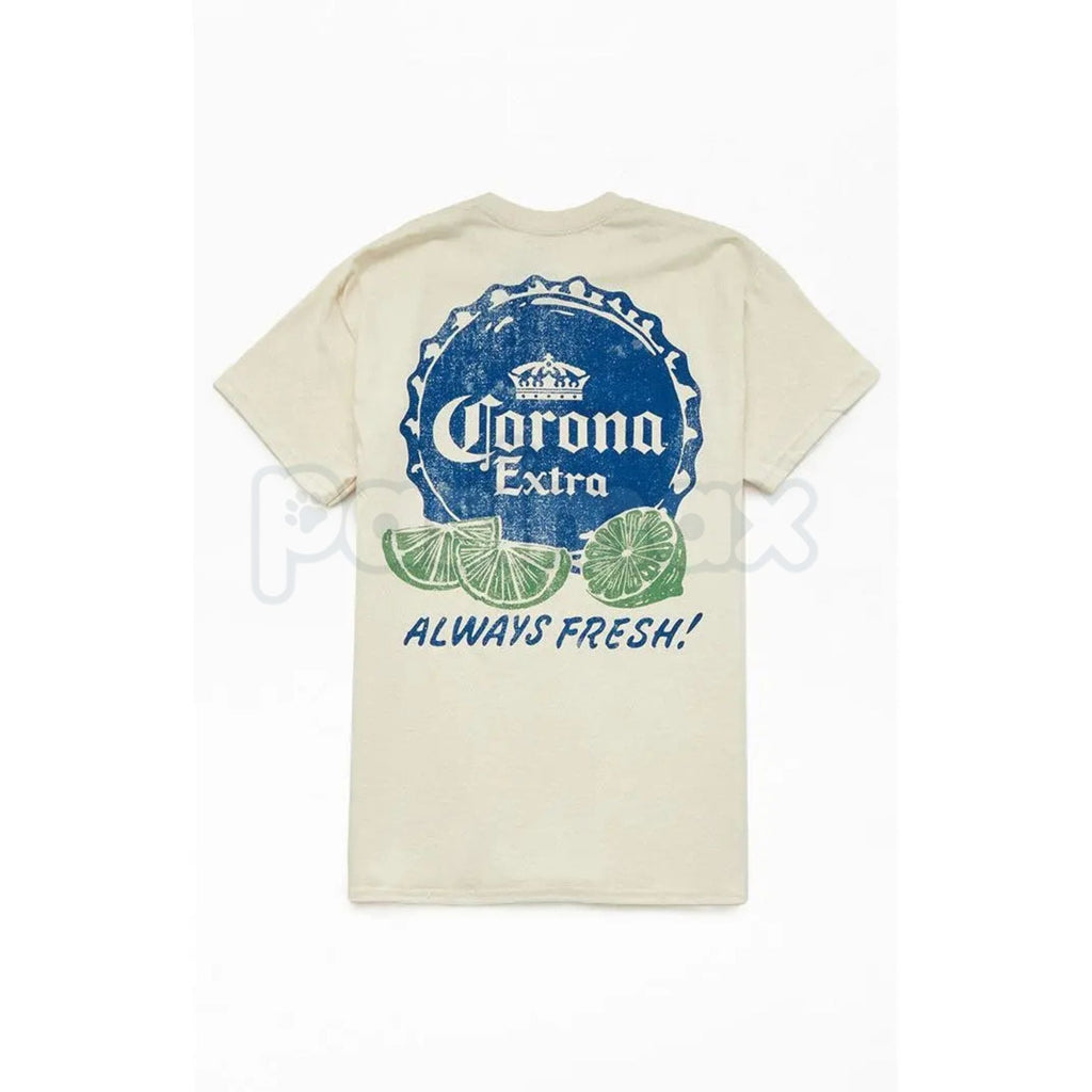 Corona Extra Official T-Shirt by PacSun - Men's Fresh Logo Beach Tee, Crisp Standard Fit Casual Top, Premium Summer Apparel