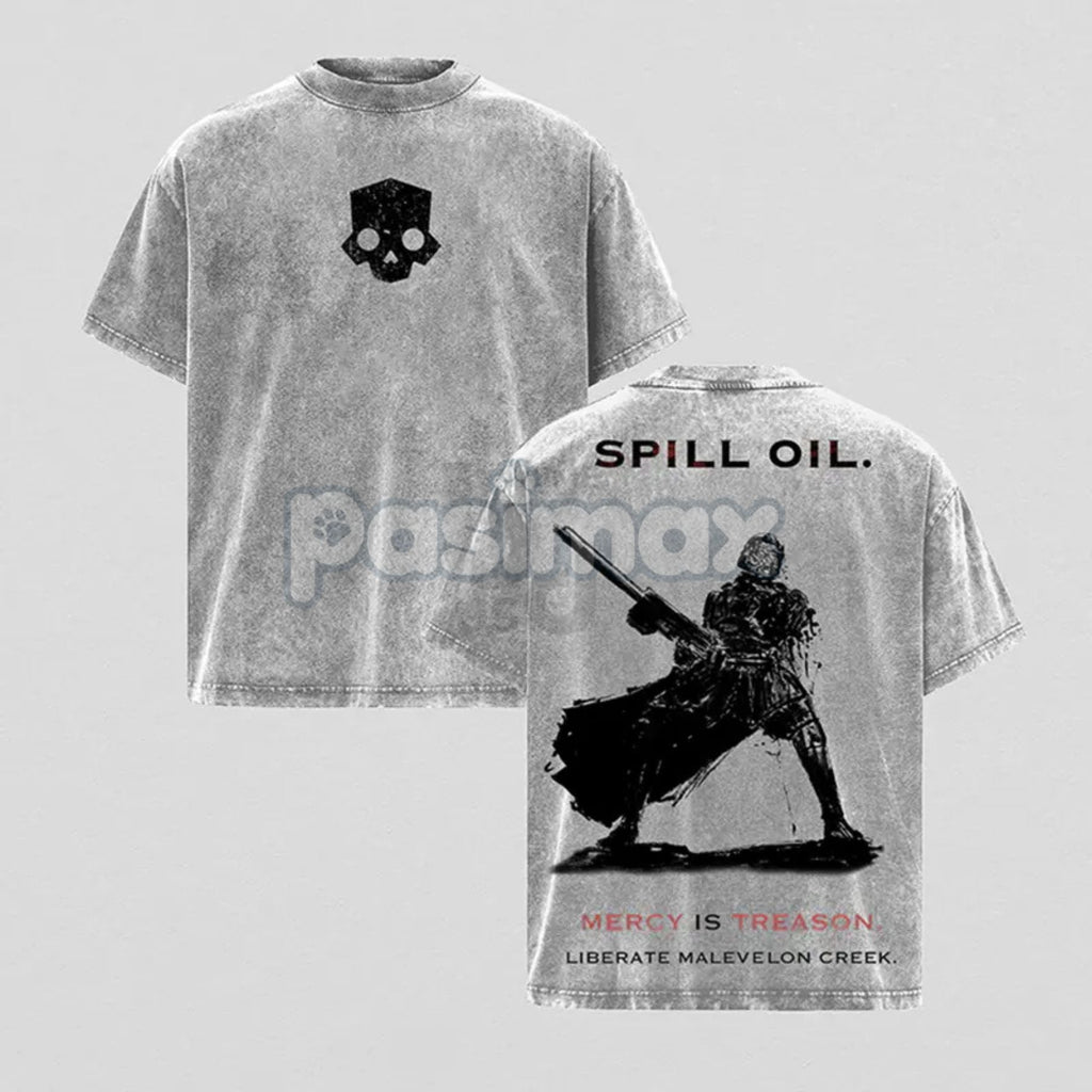 Helldivers 2 Oversized Washed Tee – Double-Sided Print Streetwear, Unisex Gaming Apparel