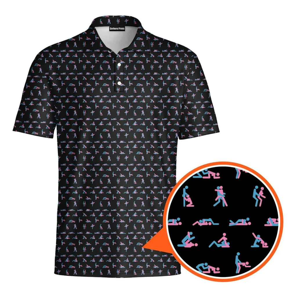 Stick Figure S-e-x Ed Polo Shirt – Funny Golf Polo for Men, Father's Day Gift, Breathable Athletic Menswear