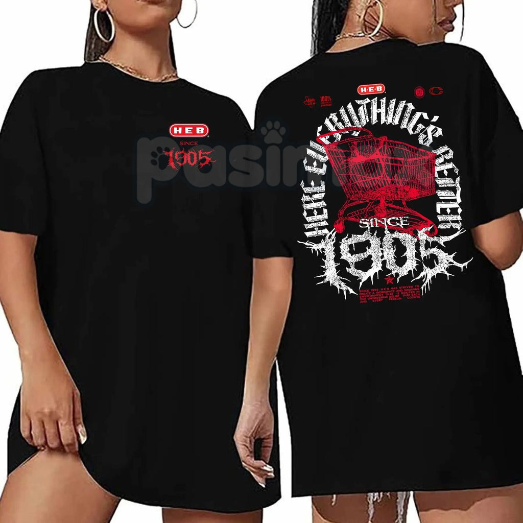 Vintage Metal Rock Since 1905 T-Shirt - 2 Side Print Retro Graphic Tee, Classic Rock History Humor Apparel, Unisex Metal Fan Gift