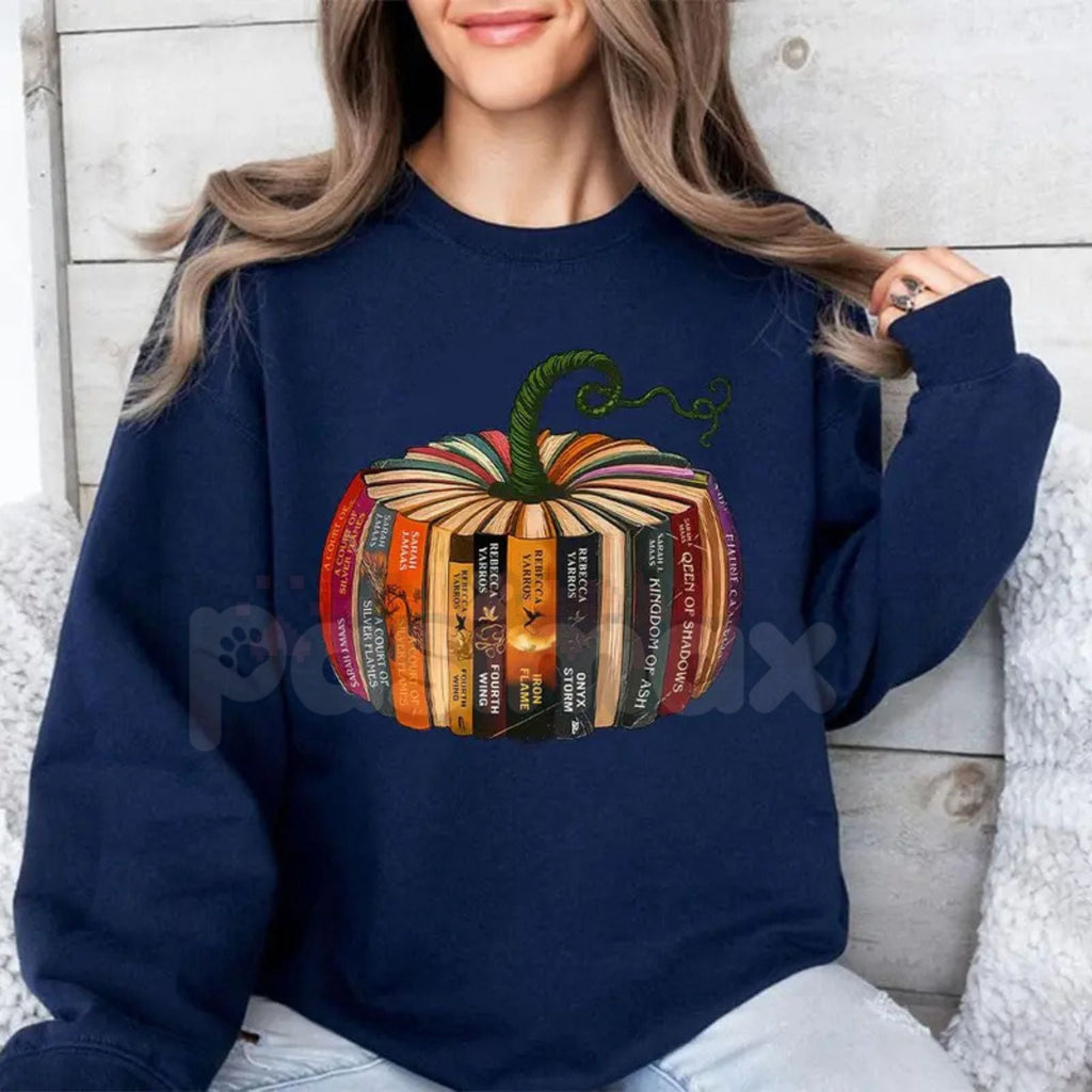 Fourth Wing Book Pumpkin Sweatshirt – Spooky Dragon Lover Reading Top