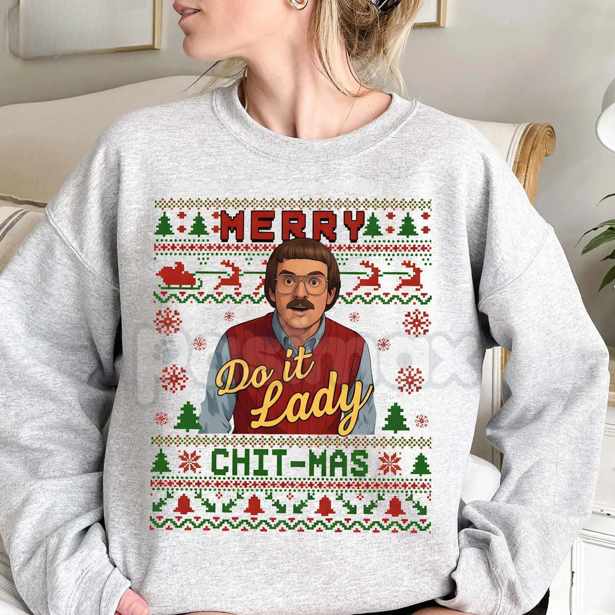 Funny "Merry Chit I Do It" Christmas Sweatshirt | Ugly Xmas Sweater Meme Shirt | Cheeky Holiday Crewneck