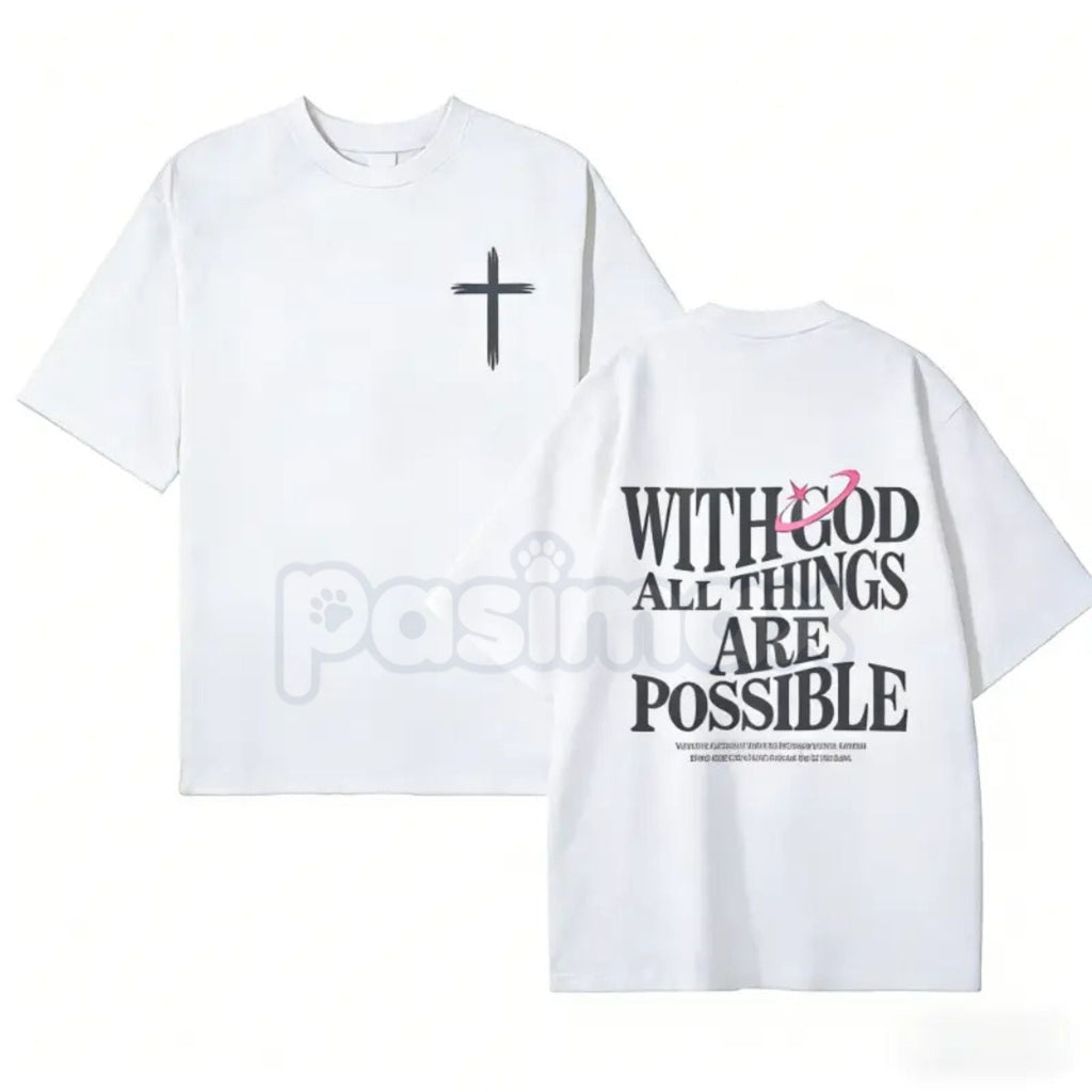 "With God All Things Are Possible" Men's Christian T-Shirt - Bible Verse Matthew 19:26 Graphic Tee, Premium 100% Cotton Scripture Top, Inspirational Religious Gift for Him, Faith-Based Men's Fashion, Soft Lived-In Christian Apparel