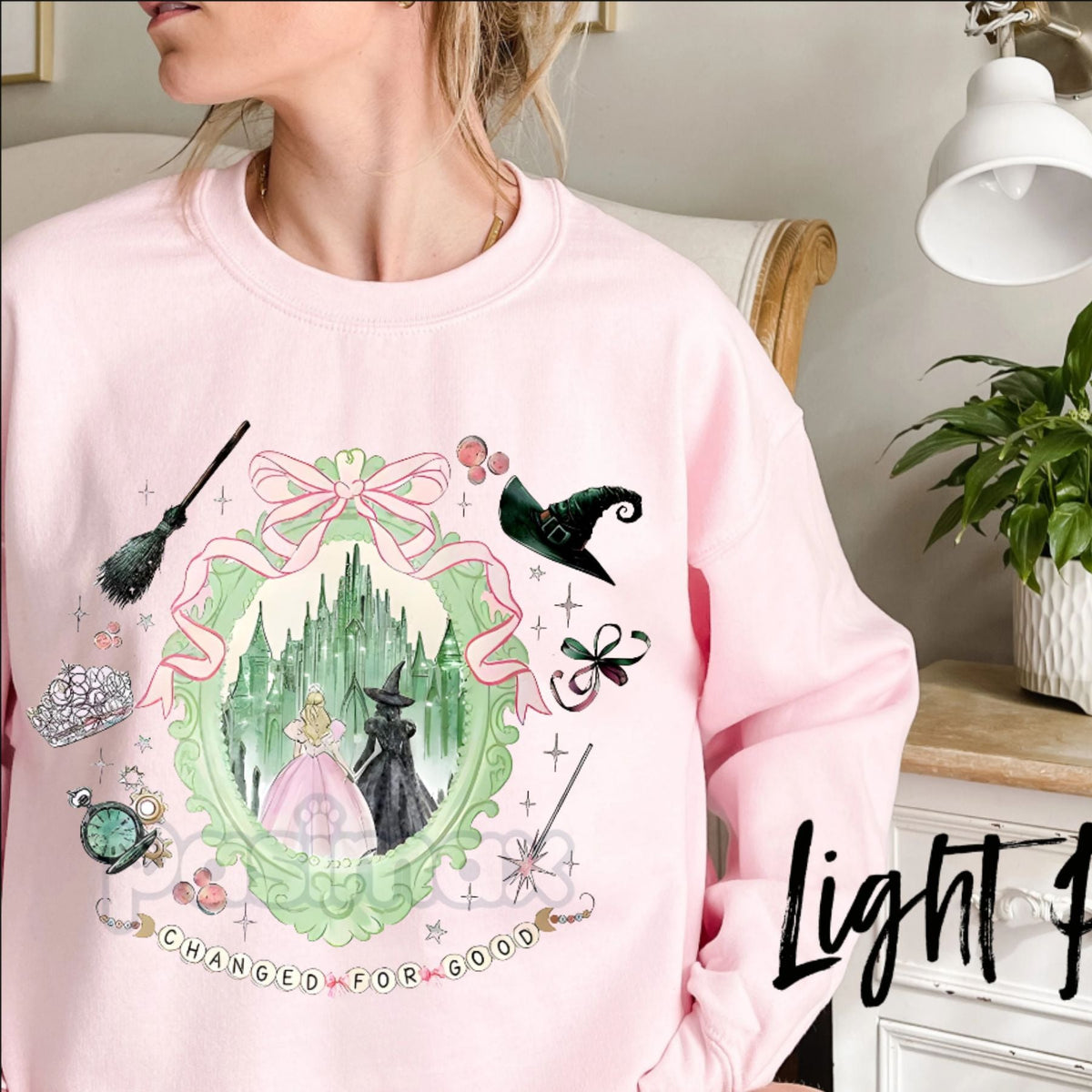 Coquette Bow Wicked Change For Good Sweatshirt – Feminine Broadway Fan Top