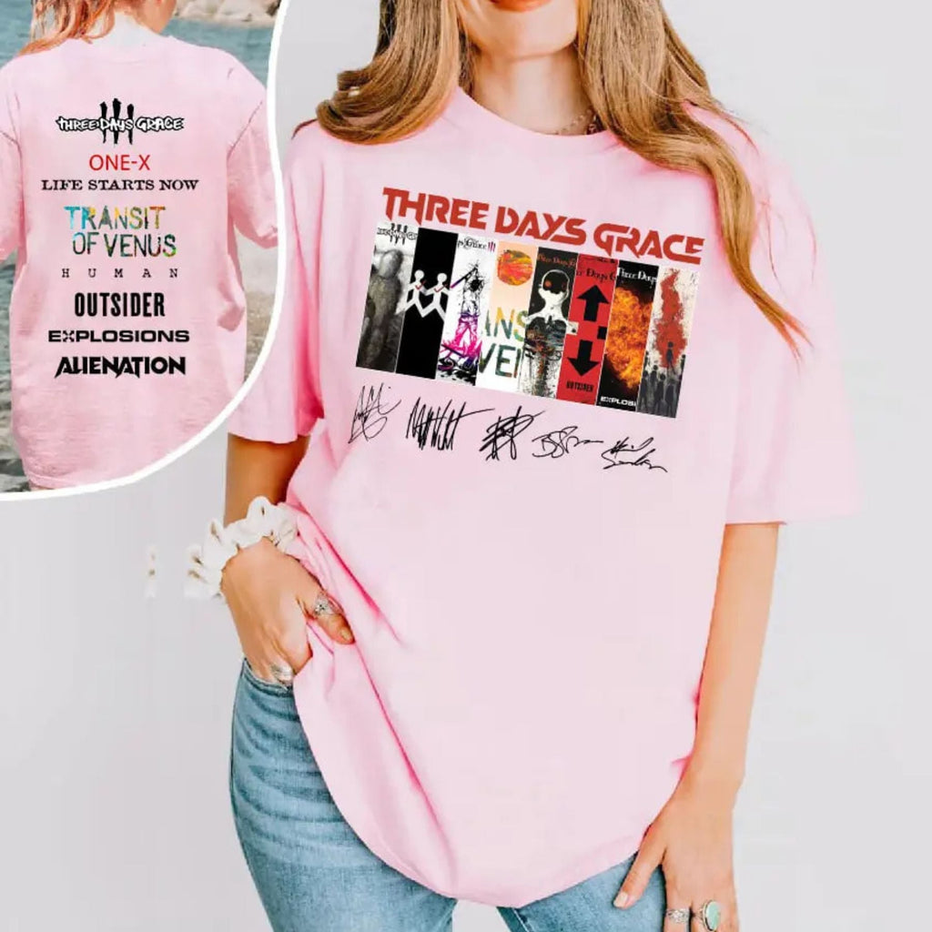 Three Days Grace Two-Sided Album T-Shirt - Rock Band Concert Tee, Official Fan Merch, Unisex Gift