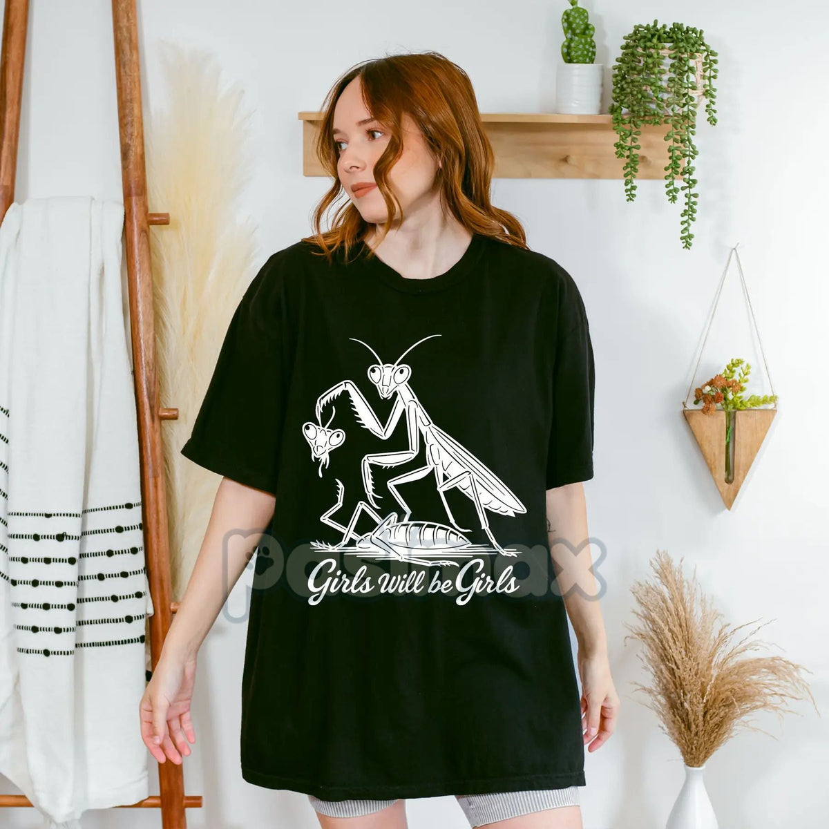 'Girls Will Be Girls' Praying Mantis Tee – Funny Insect Shirt, Entomologist Gift, Unique Bug Lover T-Shirt