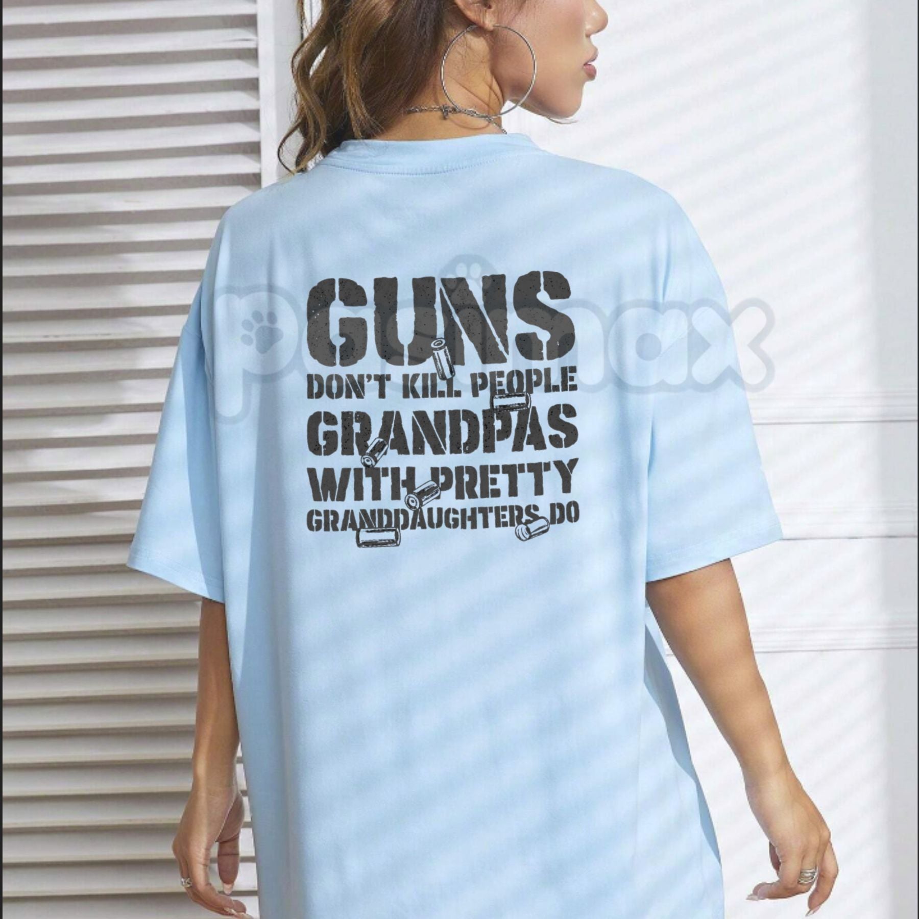 "Grandpas With Pretty Granddaughters" Funny T-Shirt - Protective Grandpa Graphic Tee, Premium 100% Cotton Humor Shirt, Funny Gift for Grandfather, Sarcastic Family Protection Top, Soft Lived-In Patriotic Humor Apparel