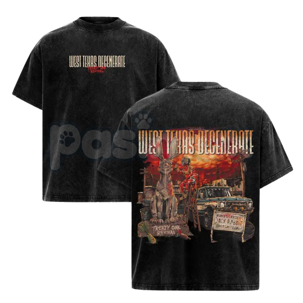 Treaty Oak Revival "West Texas Degenerate" Retro T-Shirt – Washed Heavy Cotton Band Tee