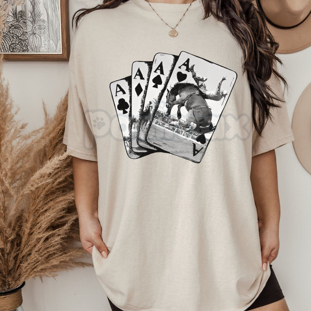 Ace Card Cowboy T-Shirt - Vintage Western Graphic Tee, Gambler Luck Apparel, Unisex Texas Hold'em Shirt
