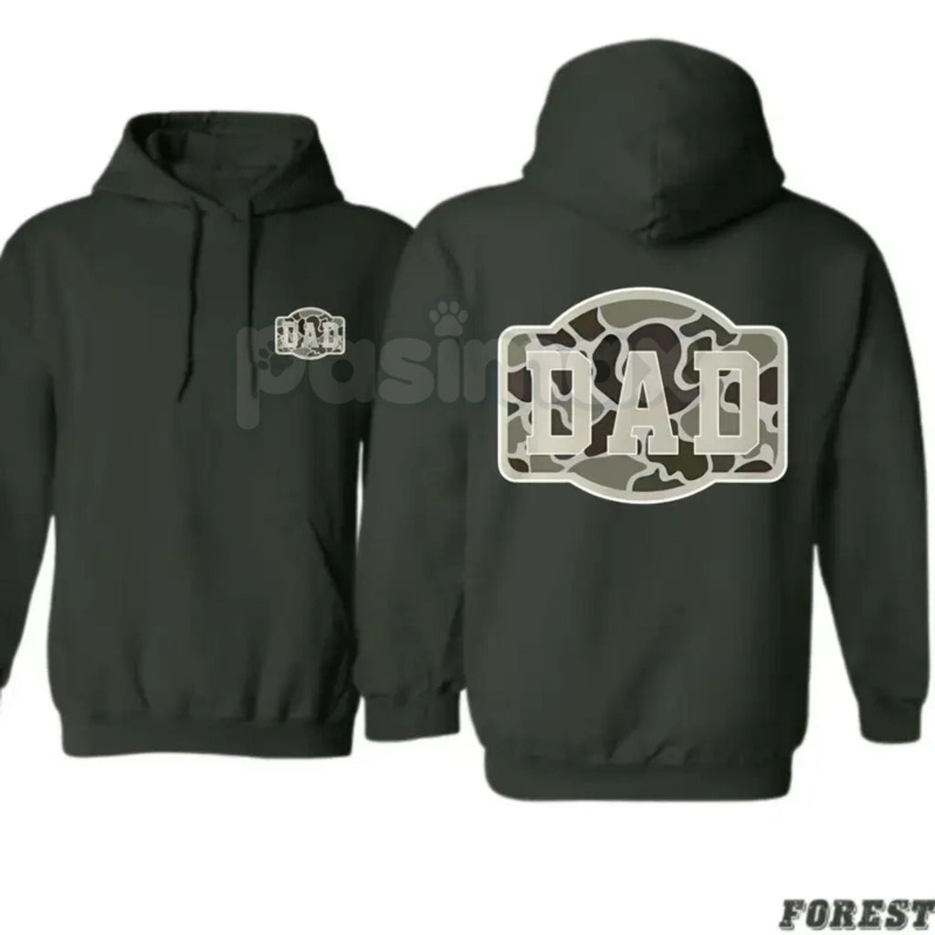 Camo DAD Hoodie – Military-Inspired Bold Design Pullover, Proud Father & Veteran Apparel, Unisex