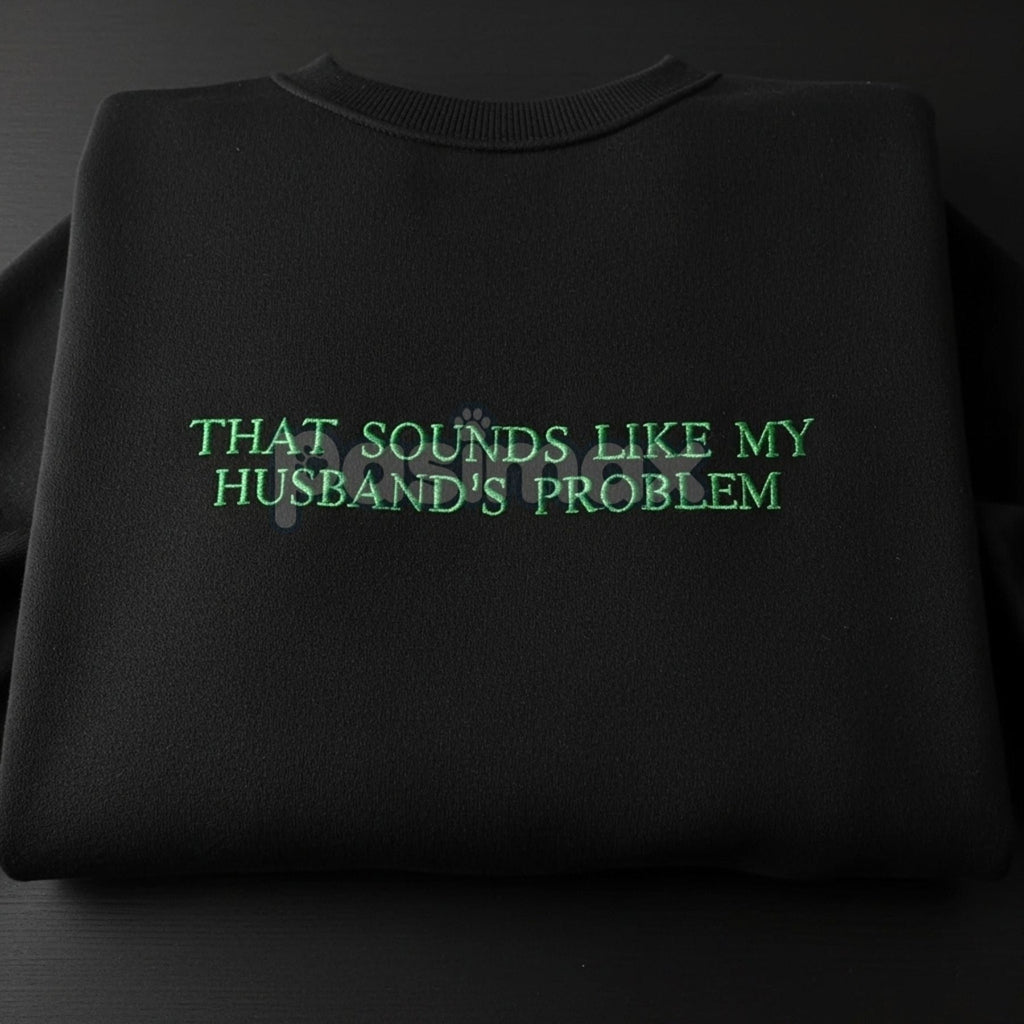 "That Sounds Like My Husband's Problem" Embroidered Sweatshirt – Funny Wifey Crewneck