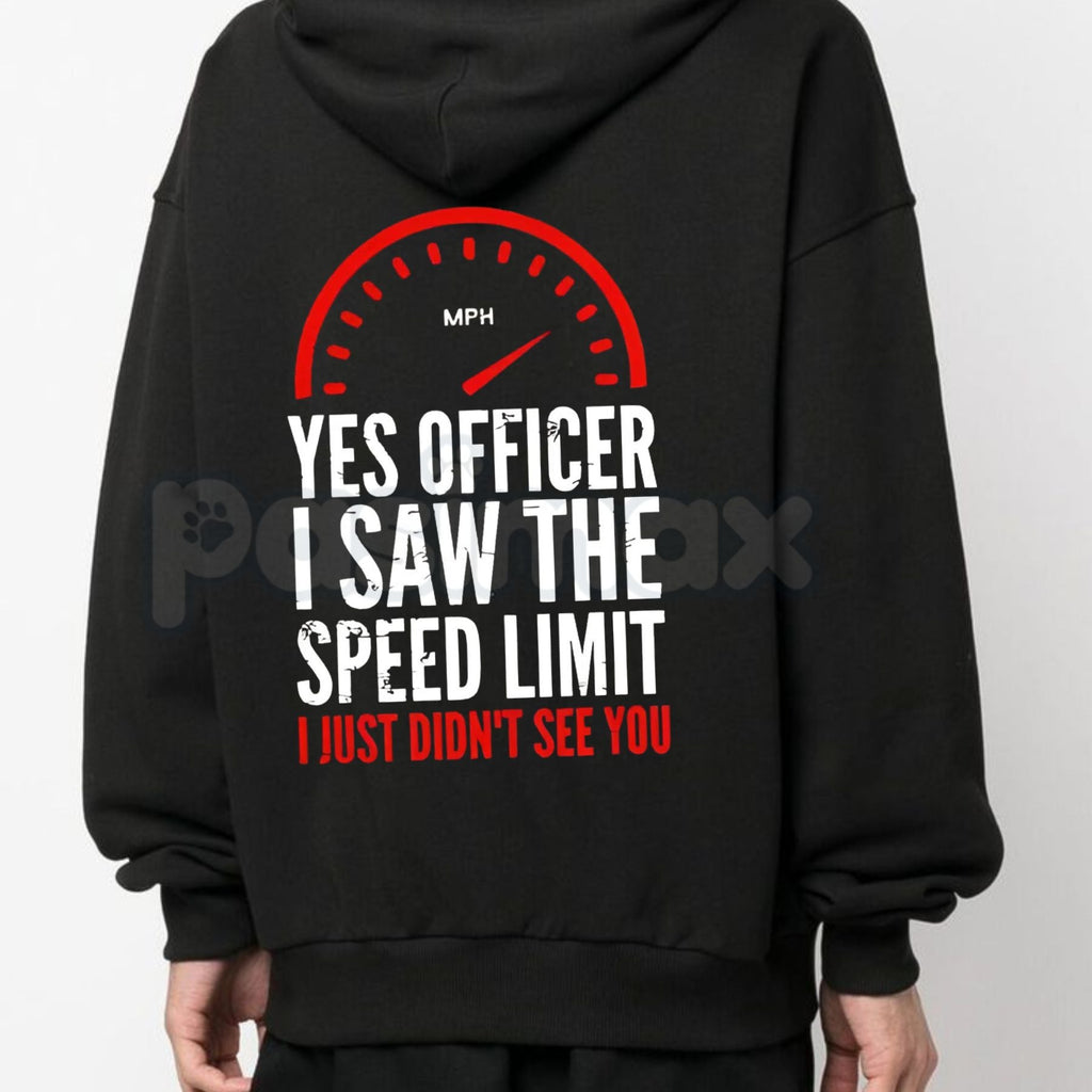 "Officer I Saw The Restriction Sign But I Didn't See You Alphabet" Hoodie – Funny Driving Slogan Pullover, Speeding Humor Apparel, Unisex