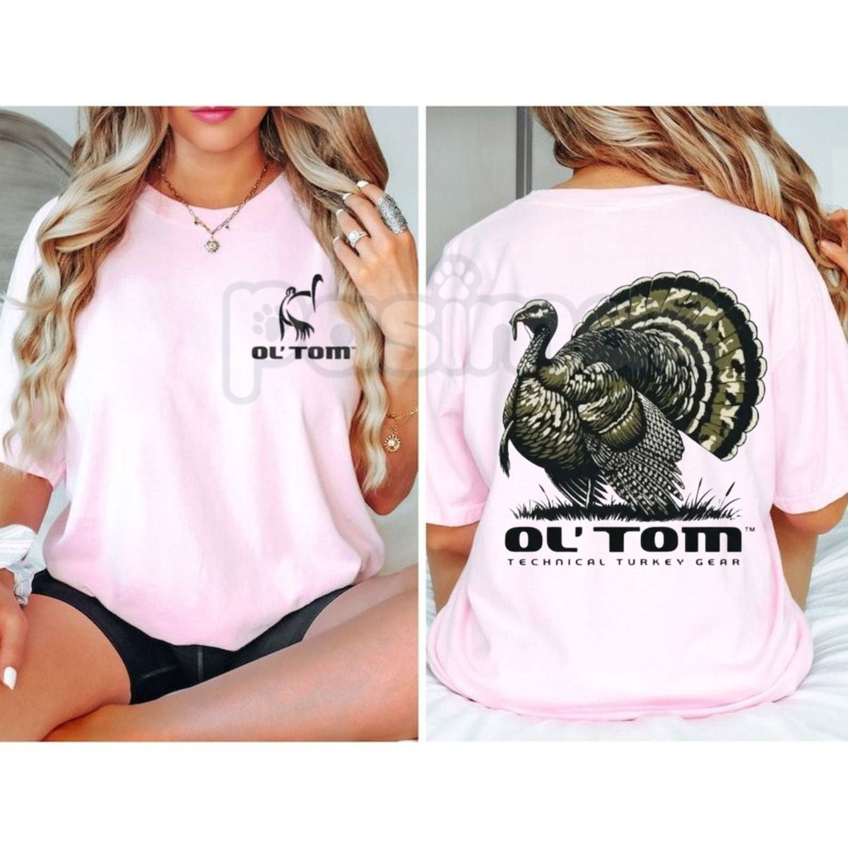 "Ol' Tom" Turkey Hunting 2-Sided T-Shirt – Vintage Strutting Gobbler Back Graphic, Premium 100% Cotton Wild Turkey Hunting Top, Soft Lived-In Heavyweight Outdoorsman Apparel, Made in USA