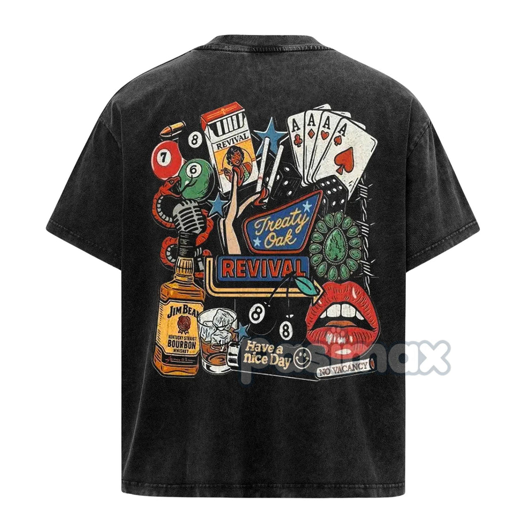 Retro Treaty Oak Revival Western T-Shirt – Cowboy Graphic Tee, Casual Comfort Cotton