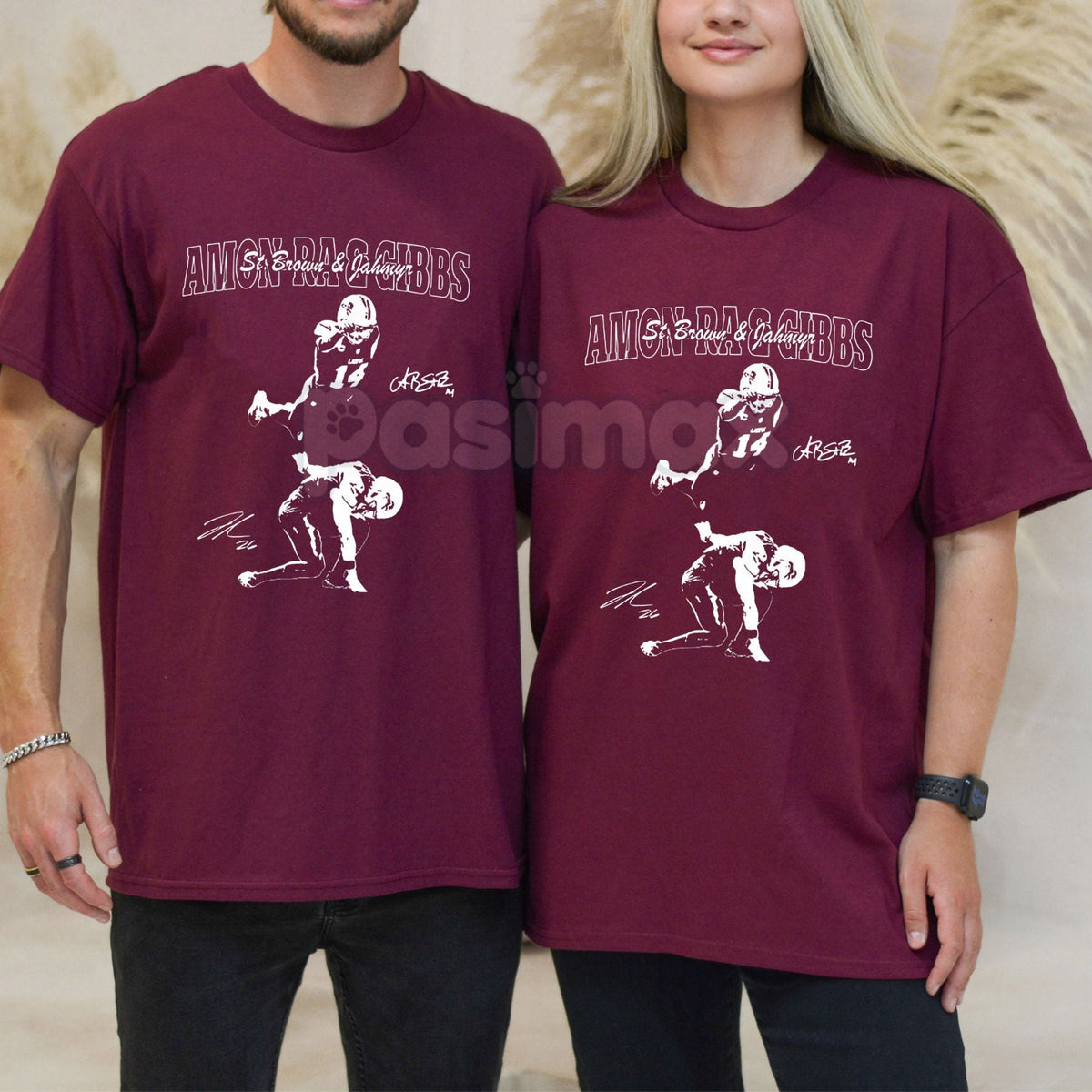 Detroit's Dynamic Duo T-Shirt - Gibbs & St. Brown Vintage 90s Throwback Tee, Star Player Football Fan Gear, NFL Collectible Apparel