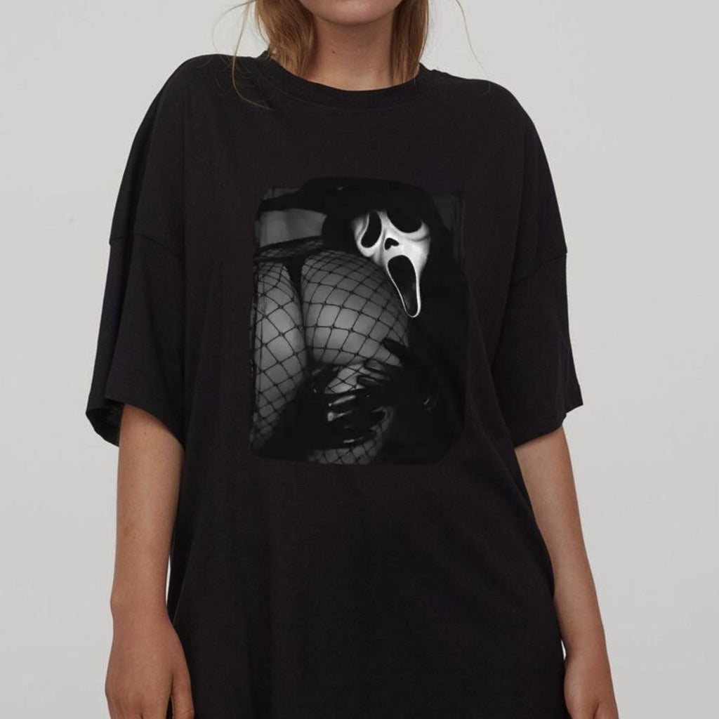 "Ghost Face Booty" T-Shirt - Funny Scream Movie Graphic Tee, Vintage Horror Film Apparel