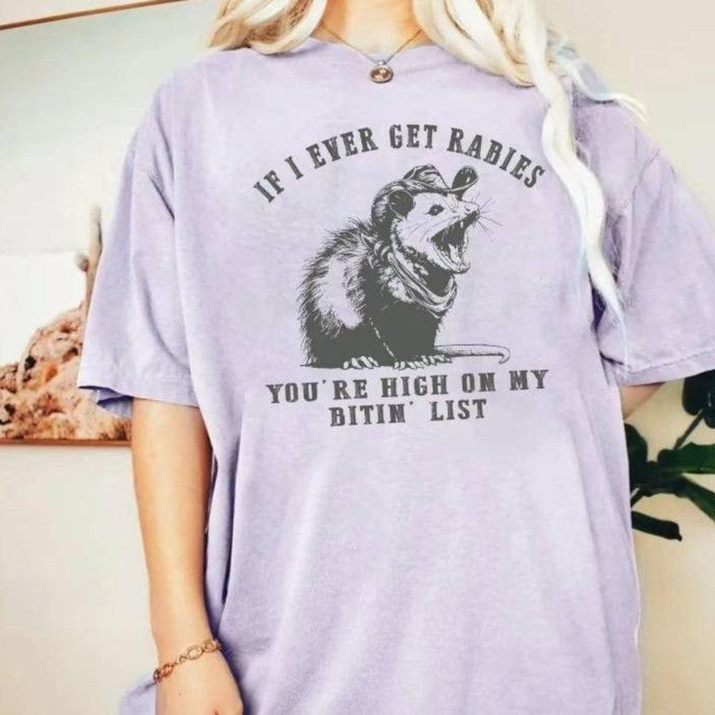 Humorous Raccoon T-Shirt – If I Ever Get Rabies Quote Tee for Friends, Sarcastic Animal Shirt, Funny Gag Gift, Trash Panda Top