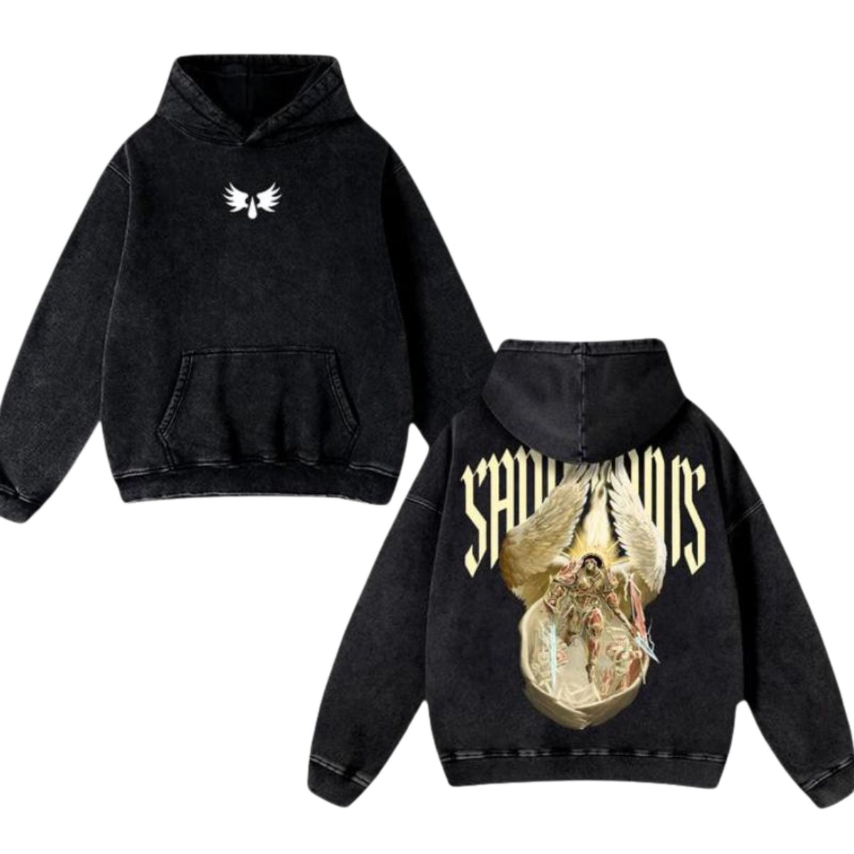 Sanguinius, Primarch of Blood Angels Hoodie – New Washed Fabric Pullover for Wargame Fans & Warhammer Collectors