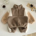 Baby And Toddler Lambswool Stand Collar Half-Zip Two-Piece Set