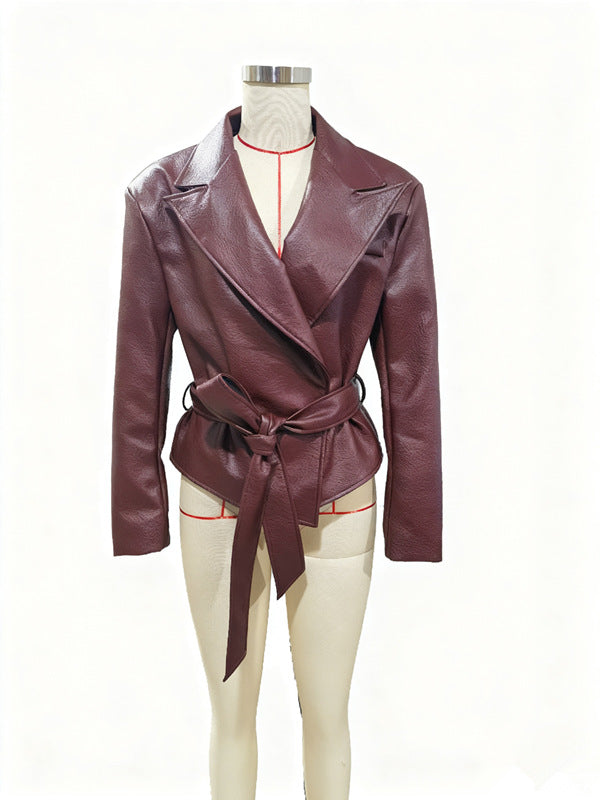 Women's Motorcycle Cool Strapped Temperament Leather Jacket