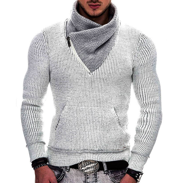 Fashion Pocket High Neck Slim Fit Sweater Knit Coat