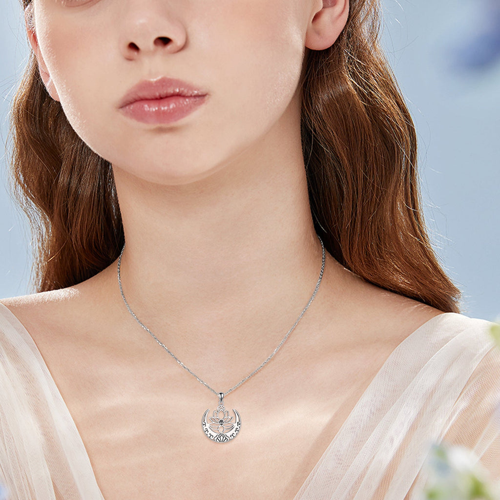 Lotus Flower Symbol Yoga Necklace Sterling Silver Sanskrit Symbol  Balancing Jewelry