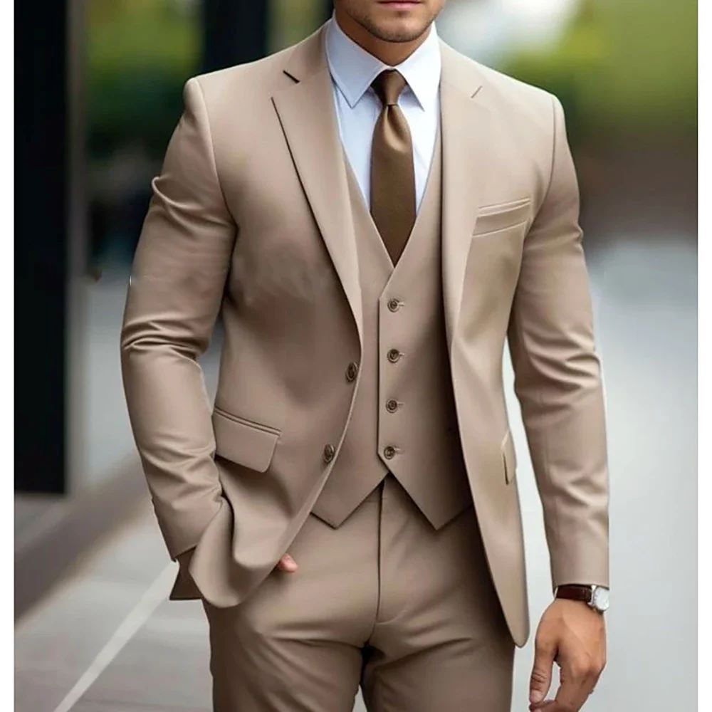 Business Casual Men's Three-piece Suit For Bridegroom Men's Wedding