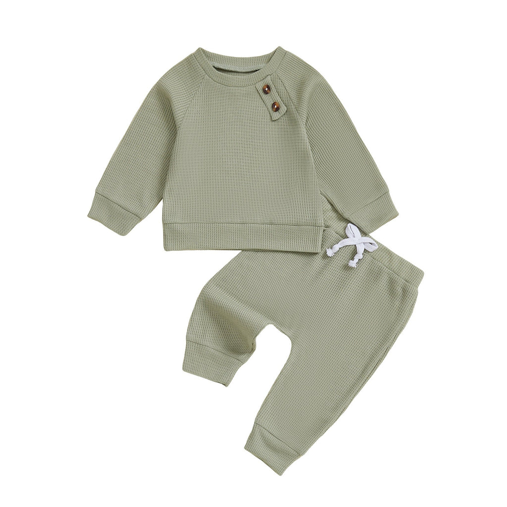 Solid Color Baby Top And Pants Set