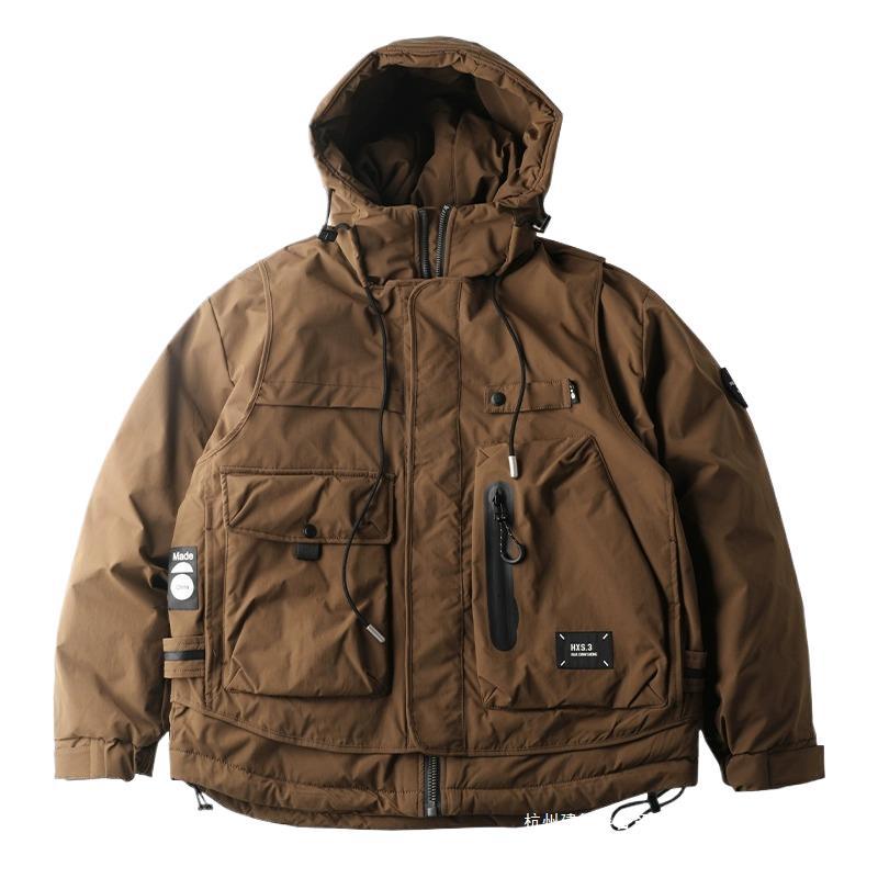 Loose Outdoor Multi-pocket Winter Workwear Hooded Down Jacket