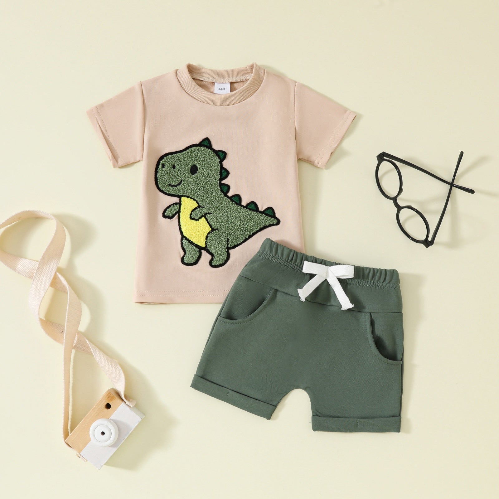 Boys Short-Sleeve Pocketed Shorts Set