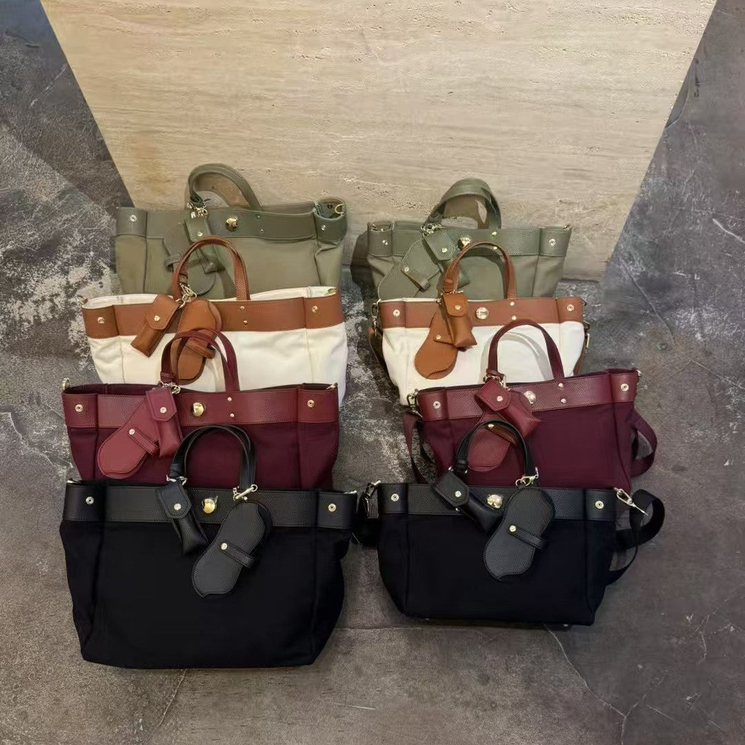 Textured Cowhide High Canvas Loose Crossbody Bag