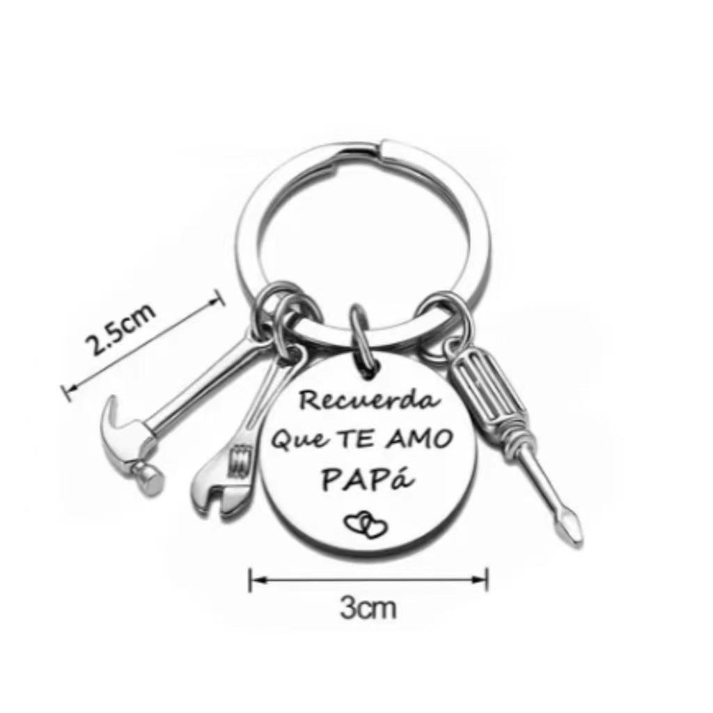 PaPa Stainless Steel Round Board Keychain Father's Day Gift