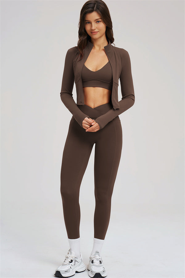 The Sizzle Zip Jacket Sports Bra Leggings 3-Piece Set