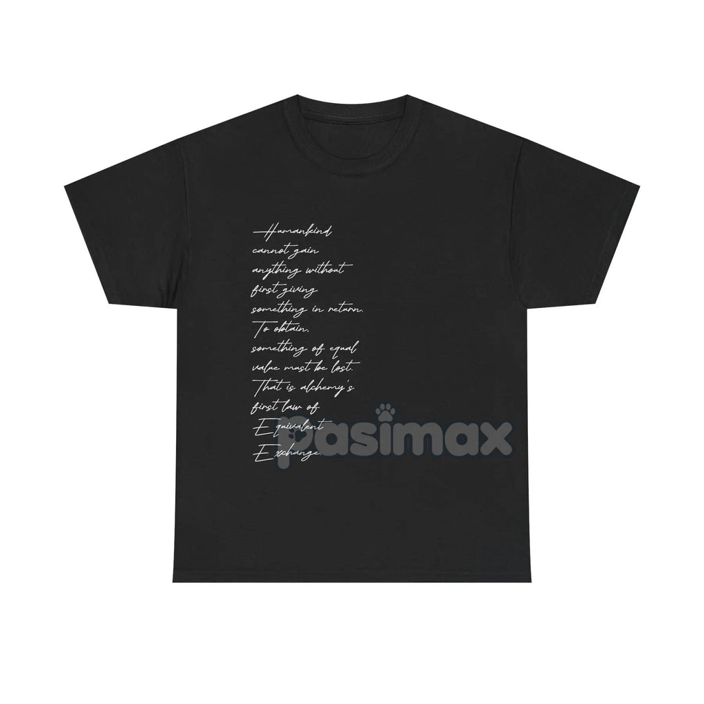 Edward Elric's "Equivalent Exchange" T-Shirt - Fullmetal Alchemist Brotherhood Apparel