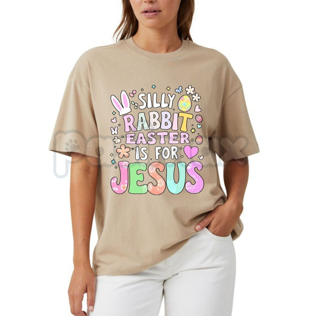 Aesthetic "Easter Is For Jesus" Floral T-Shirt - Boho Silly Rabbit Christian Graphic Tee, Premium 100% Cotton Religious Spring Top, Wildflower Faith-Based Holiday Shirt, Soft Lived-In Heavyweight Sunday Morning Apparel, Made in USA Women's Easter Gift