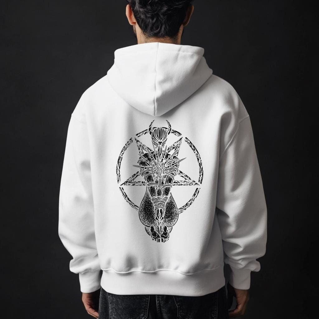 Goat Skull Pentagram Occult Hoodie – Gothic & Pagan Apparel, Mystical Pullover, Witchy Gift