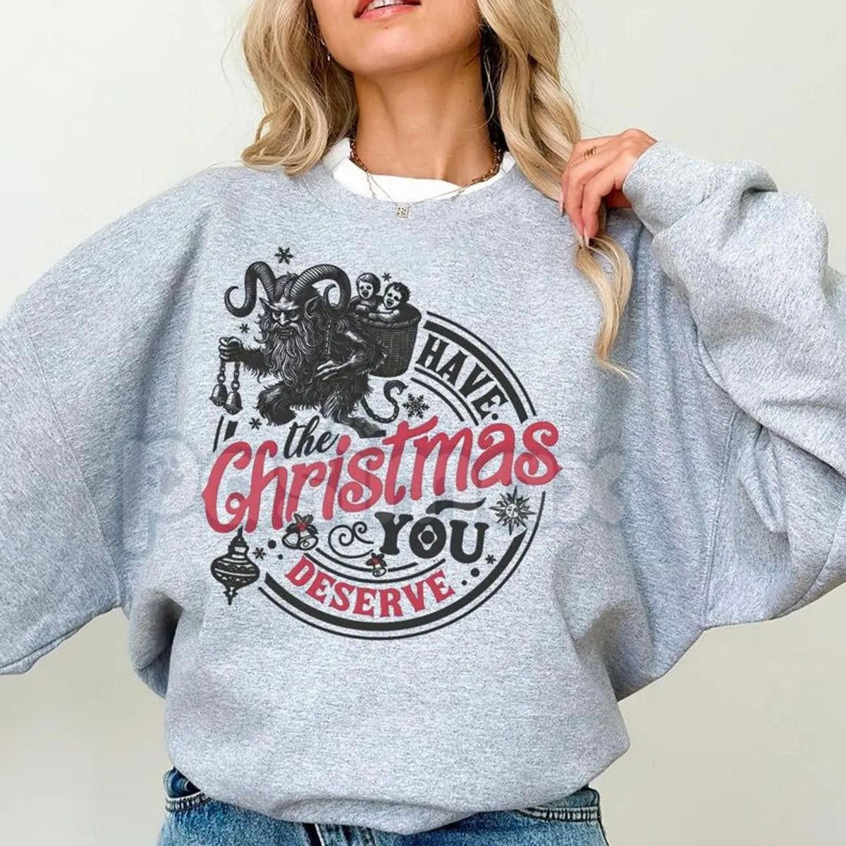 Krampus Christmas Sweatshirt | Sarcastic Funny Krampusnacht Jumper | Spooky Gothic Holiday Crewneck | Alternative Xmas Gift