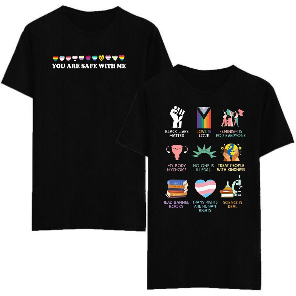 "You Are Safe With Me" T-Shirt - Equality & Human Rights Tee, Inclusive & Ally Statement Shirt