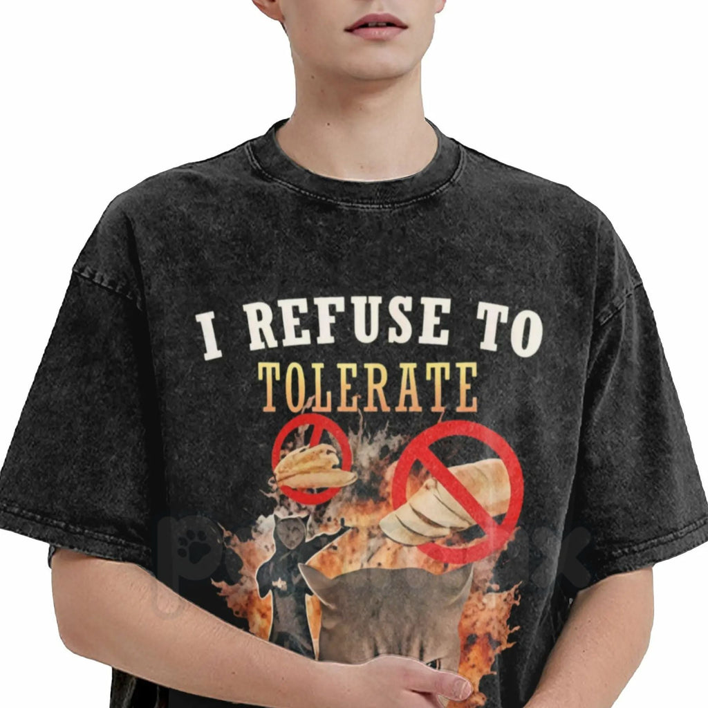 I Refuse To Tolerate Gluten Washed T-Shirt – Funny Sarcastic Quote Tee, Vintage Gluten-Free Graphic Shirt