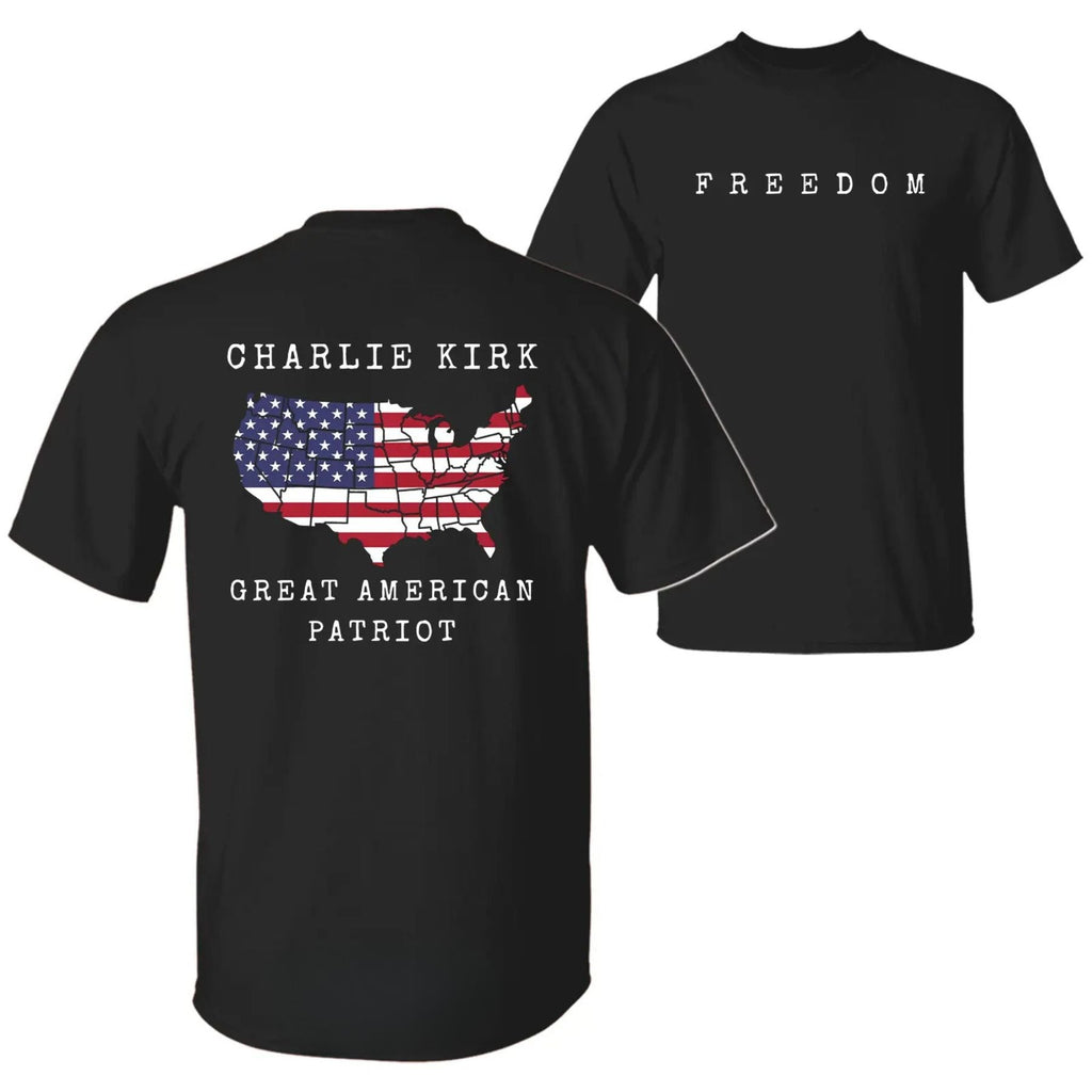 Charlie Kirk "Freedom & True Patriot" T-Shirt - American Statement Tee, Political Fan Apparel
