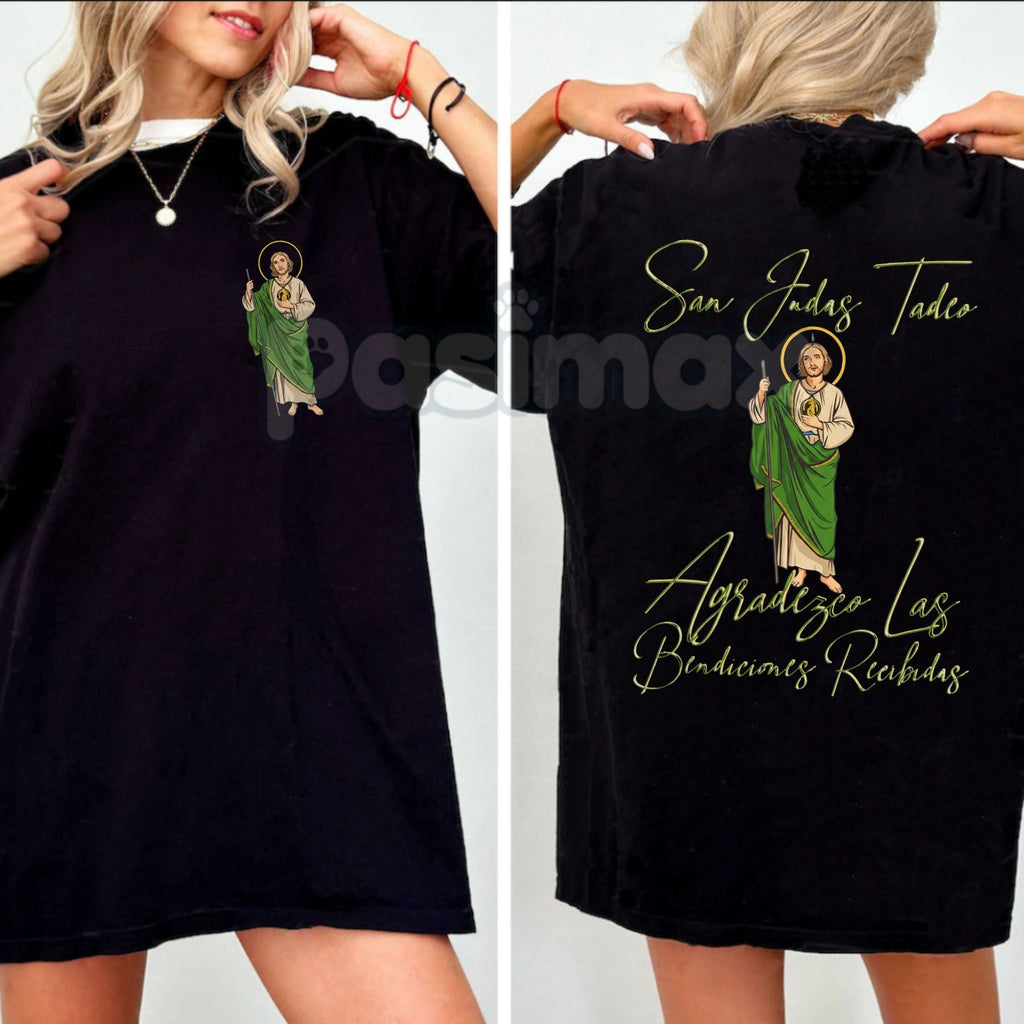 San Judas Tadeo Latino Heritage T-Shirt - 2 Sides Graphic Tee, Classic Cotton Fit