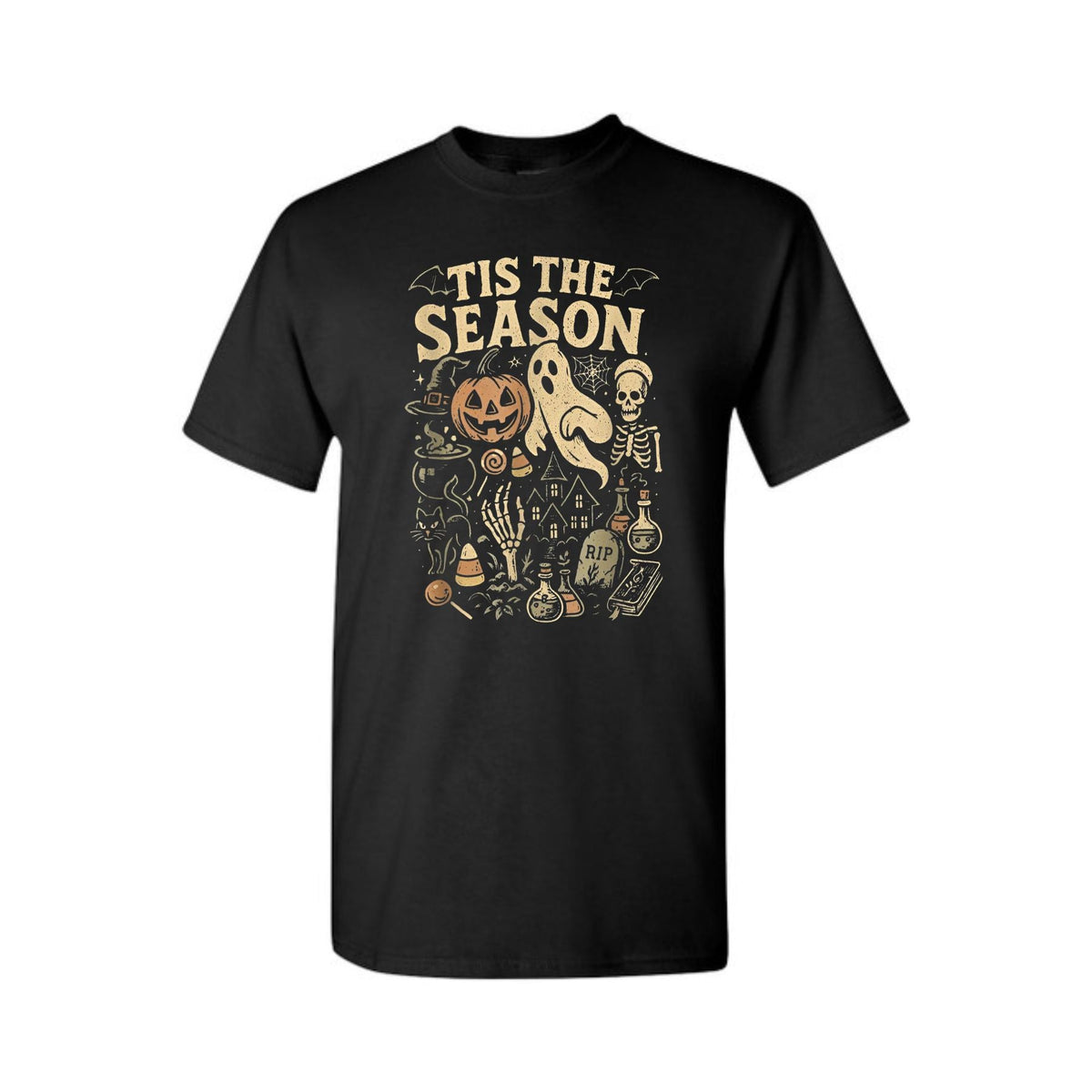 Spooky Season Vibes T-Shirt – Halloween Comfort Colors Shirt, Retro Fall Tee, Tis The Season Outfit, Cute Autumn Graphic Top
