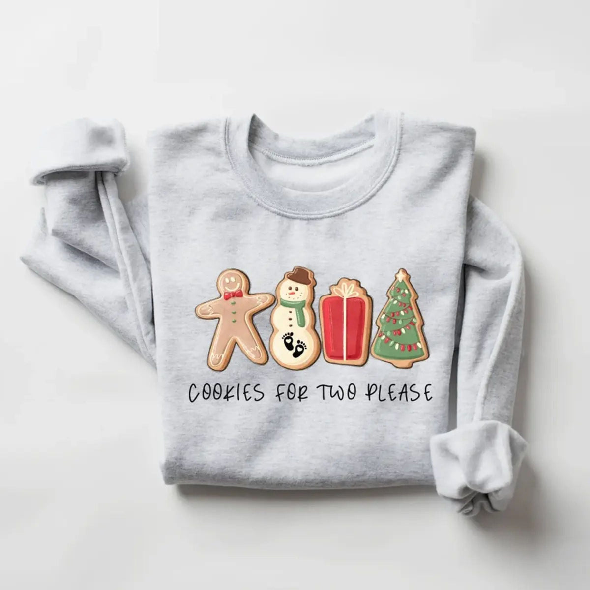 Christmas Cookies For Two Please Sweatshirt – Holiday Pregnancy Reveal Top