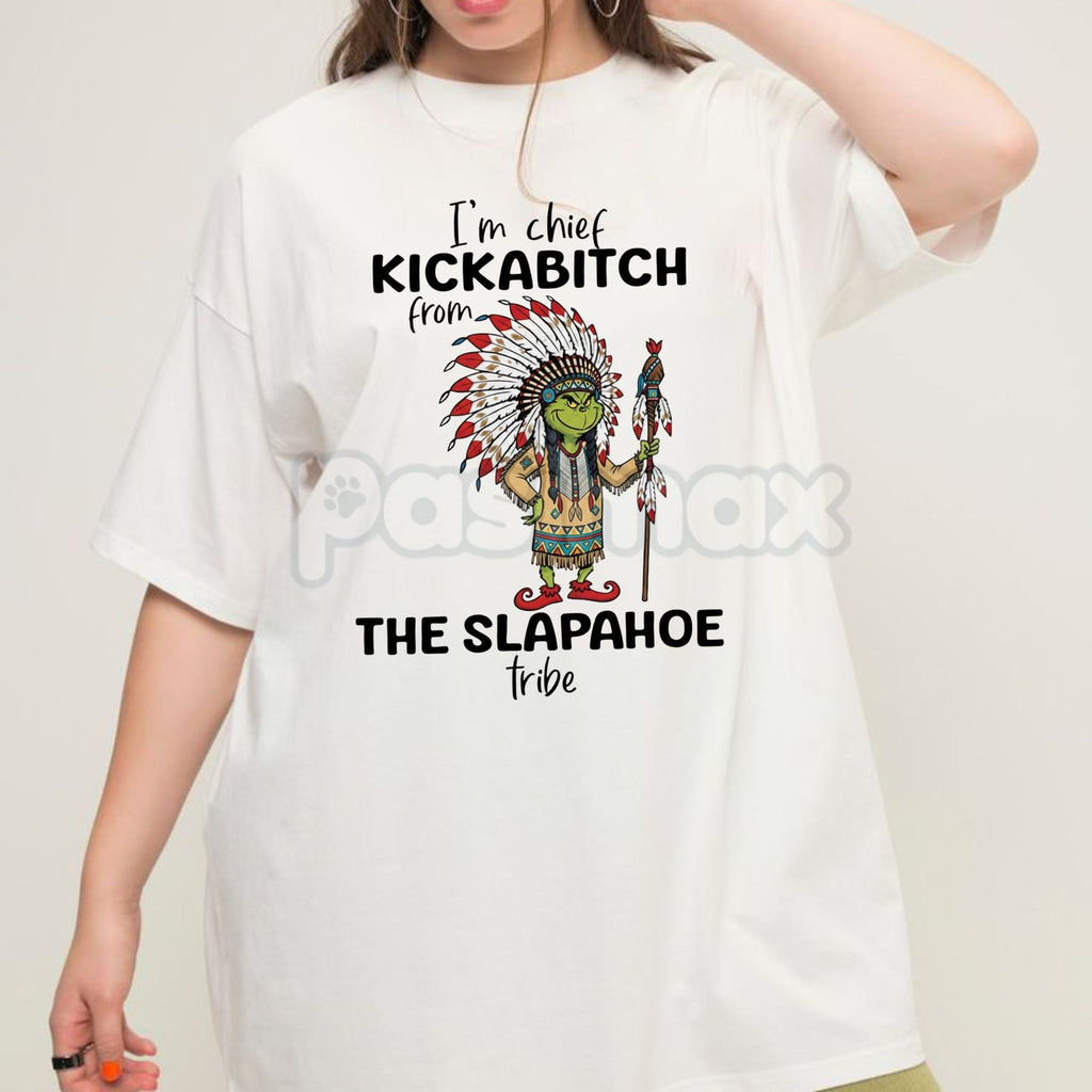 Grinch "Chief Kickabitch" Funny Christmas Shirt - Irreverent Holiday Humor Tee, Mean Christmas Slogan, Edgy Grinch Fan Apparel
