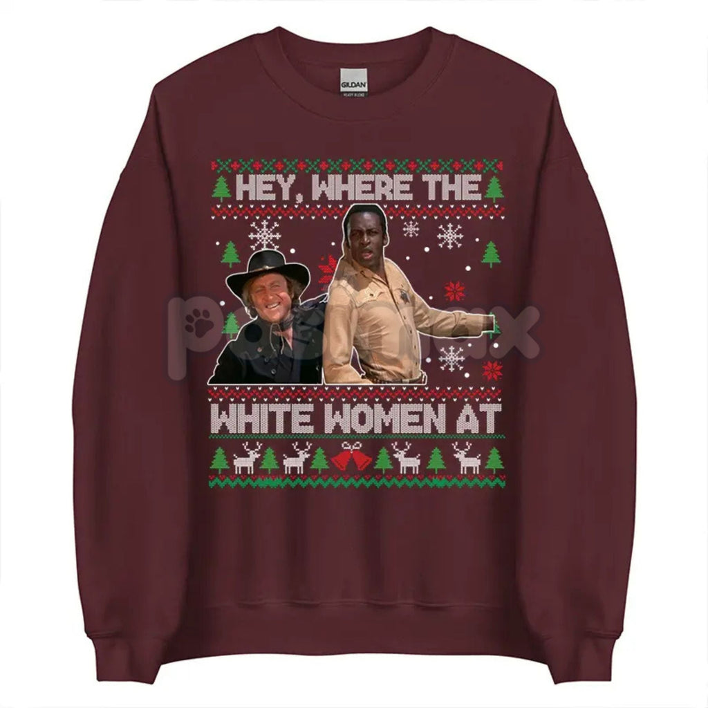 "Excuse Me While I Whip This Out" Ugly Christmas Sweater | Blazing Saddles Movie Quote Jumper | Western Comedy Holiday Shirt