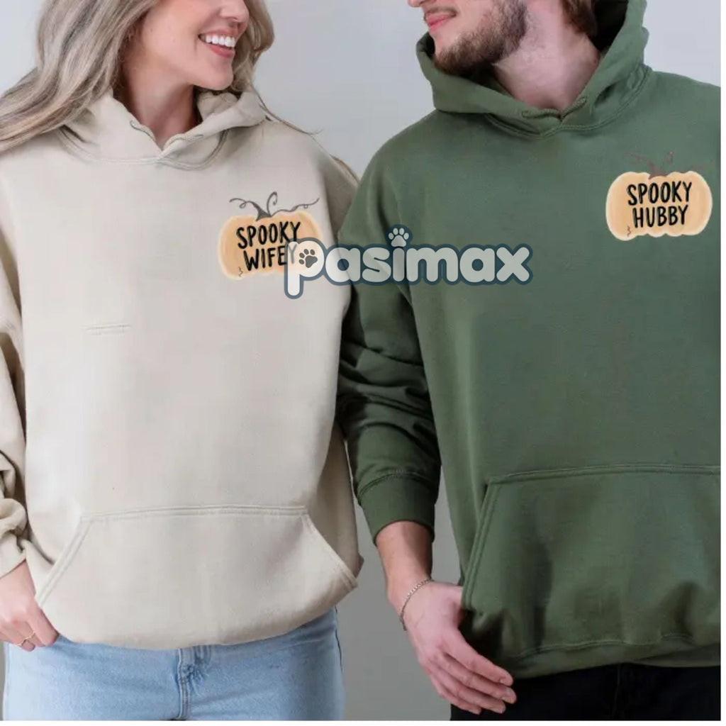 Wifey & Hubby Jason Hoodie – Halloween Couple Outfits, Spooky Wife Husband Pullover